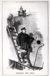 “Dropping the Pilot”, caricature of Otto von Bismarck (1815-98) and Kaiser Wilhelm II (1859-1941) from “Punch, or The London Charivari”, 29th March 1890